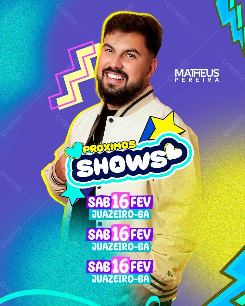 Agenda De Shows Mateus Pereira Feed Psd Editável 