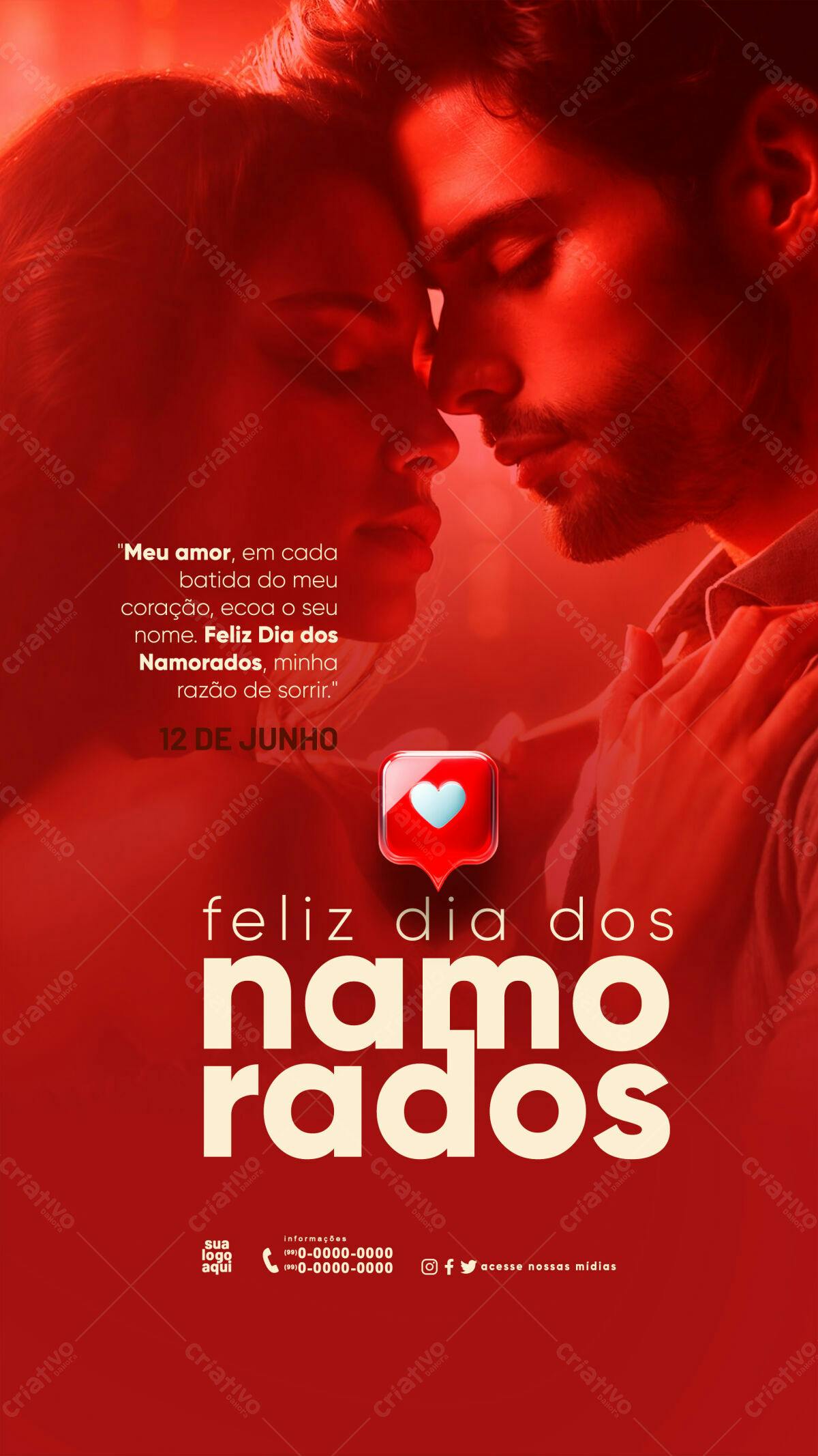 Flyer Dia dos Namorados Vermelho PSD Editável