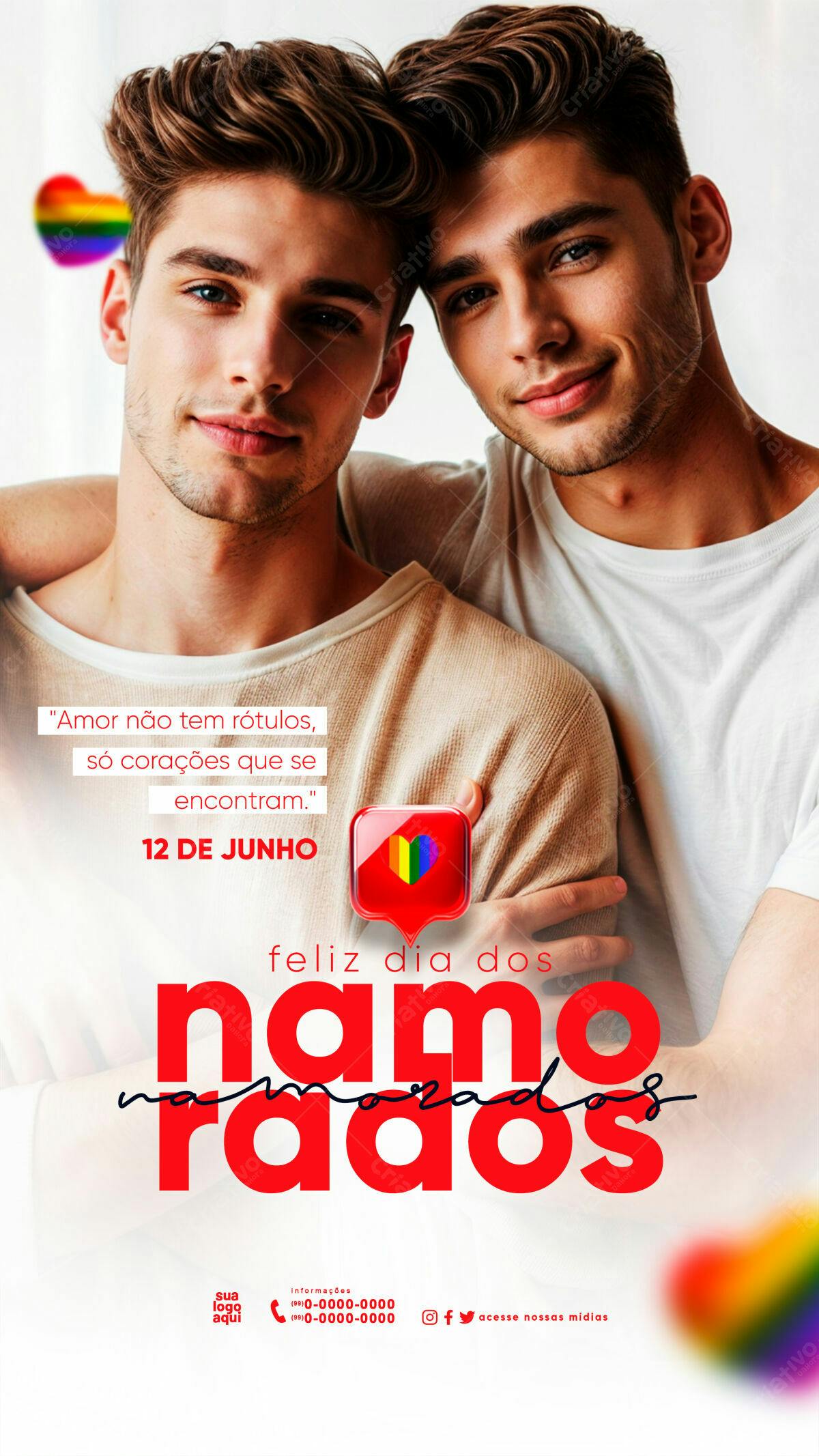 Flyer Dia dos Namorados LGBTQIAP+ PSD Editável