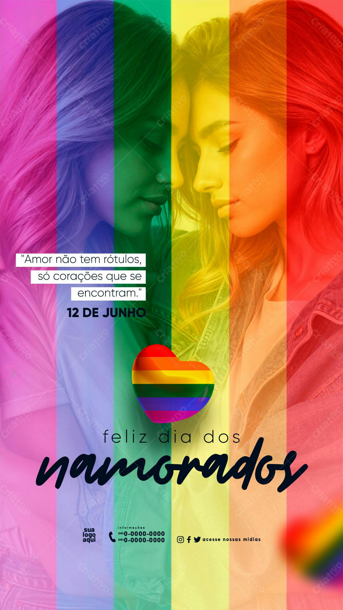 Flyer Dia dos Namorados LGBTQIA+ PSD Editável