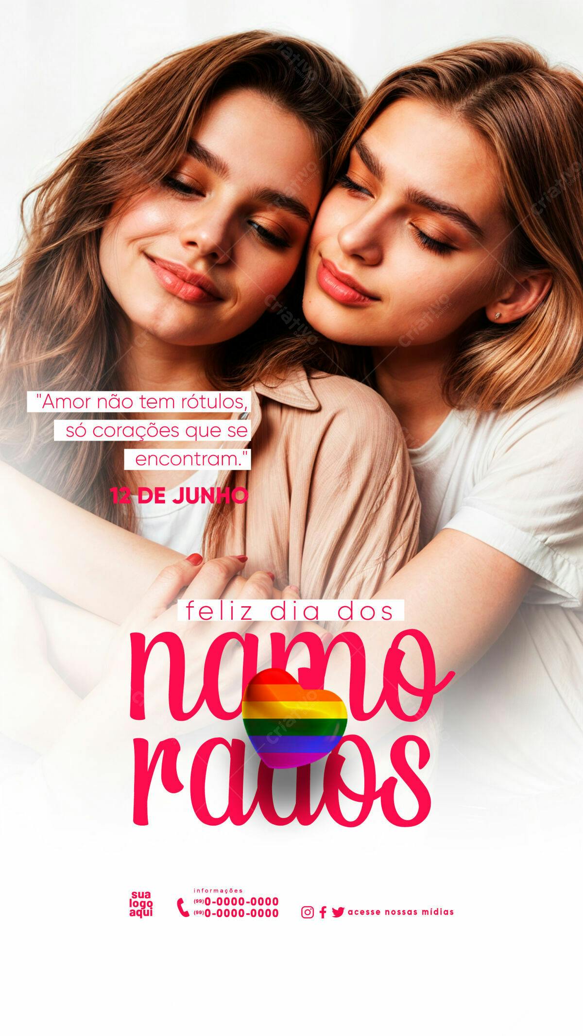 Flyer Dia dos Namorados LGBTQIAP+ PSD Editável