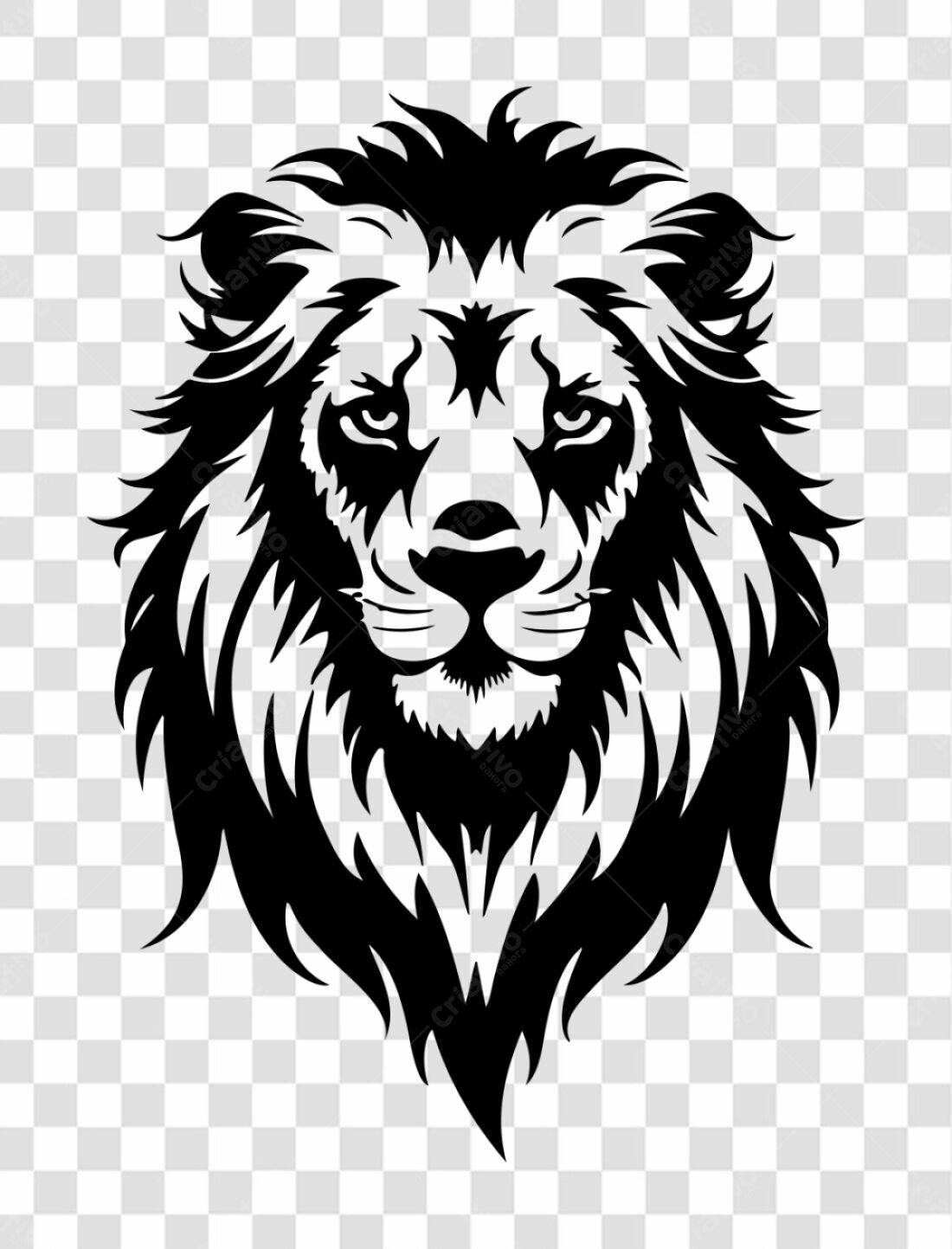 Logotipo Leão Preto e Branco PNG com fundo transparente