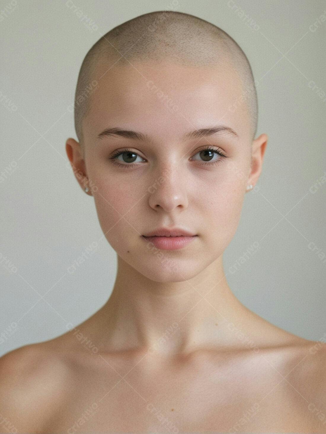 Mulher careca com pele clara retrato