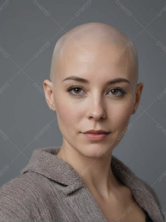 Mulher com leucemia sem cabelo