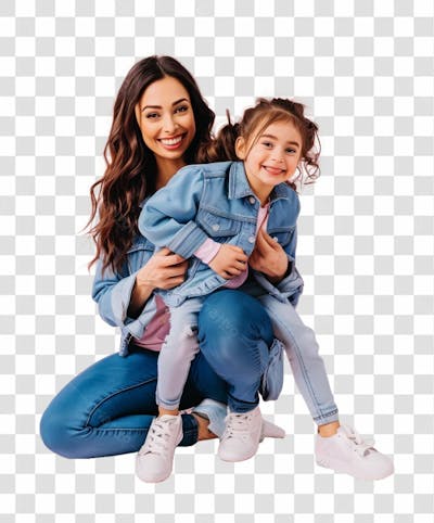 Mãe Com A Sua Filha Sentada No Colo, Felizes