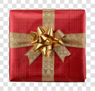 Presente Vermelho Com Um Laço De Fita Dourado