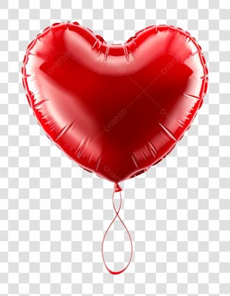 Um balão em formato de coração vermelho