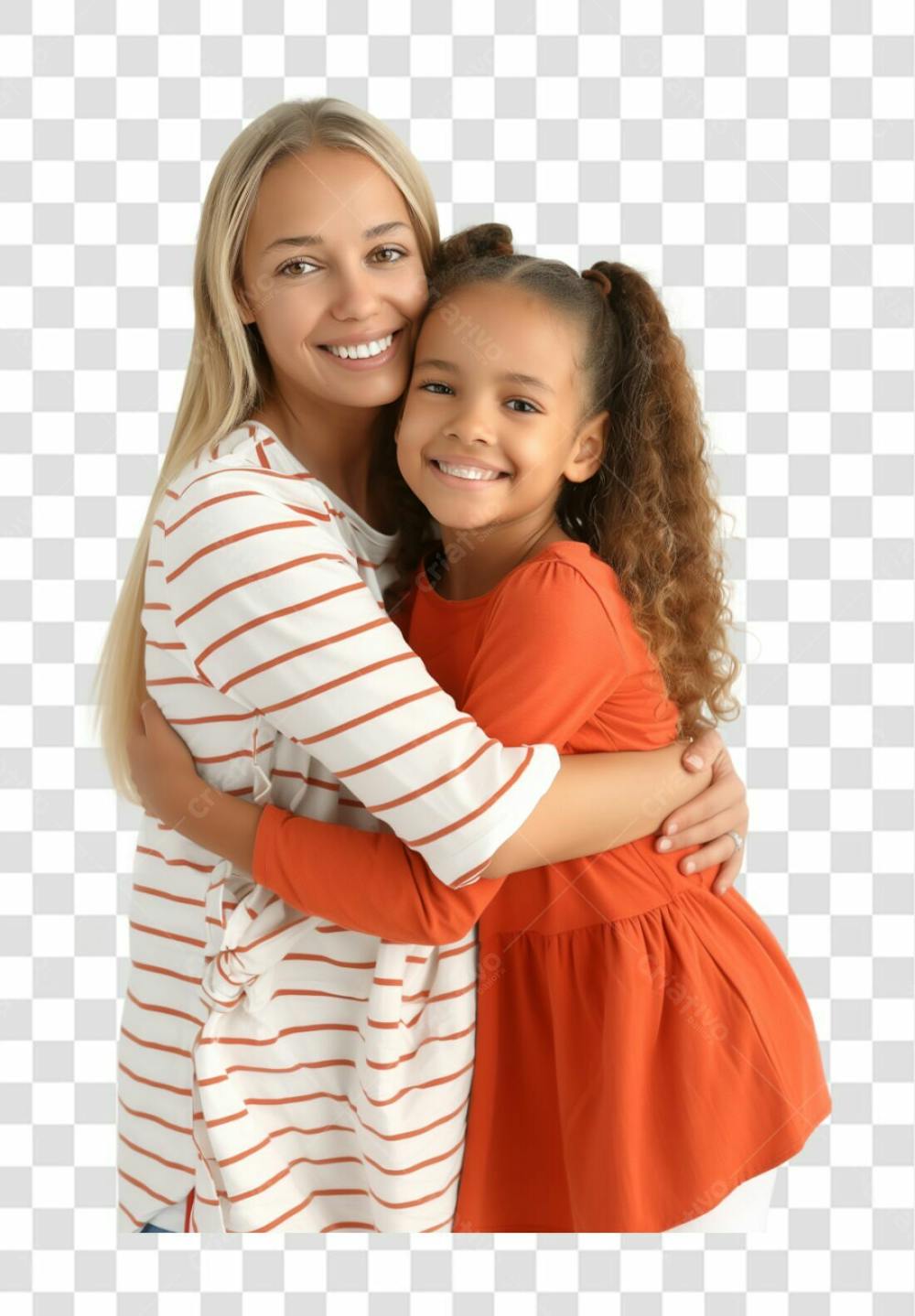Uma Mãe Morena Com A Sua Filha Abraçada