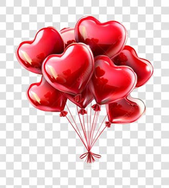 Vários balões em formato de coração vermelhos