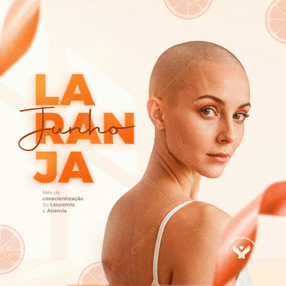 Flyer Junho Laranja - Conscientização Leucemia e Anemia PSD Editável