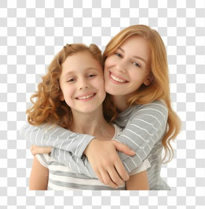 Uma Mãe Com A Sua Filha Abraçada, Felizes E Sorrindo