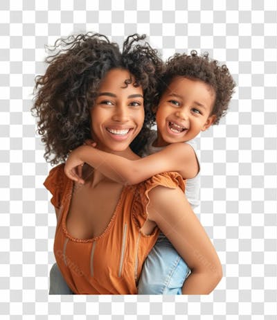Uma Mãe Com O Seu Filho Abraçado, Felizes E Sorrindo