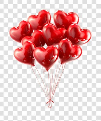 Vários balões em formato de coração vermelhos