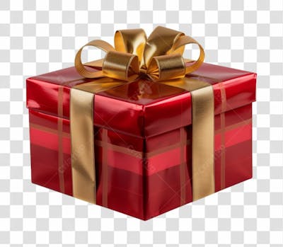 Presente Vermelho Com Um Laço De Fita Dourado