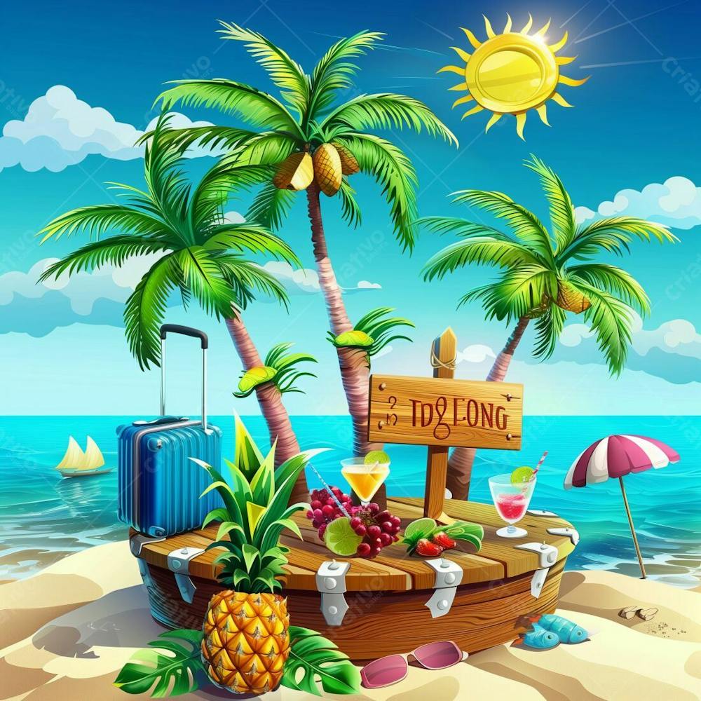Praia Barco Em Uma Ilha