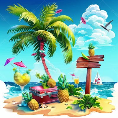 Praia Barco Em Uma Ilha