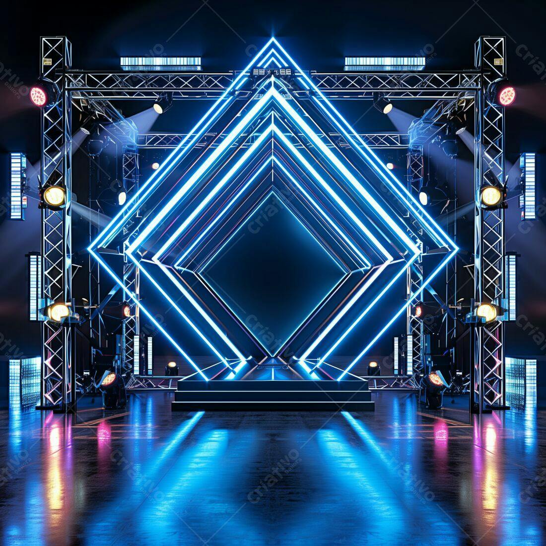 Palco Neon com Estrutura Metálica