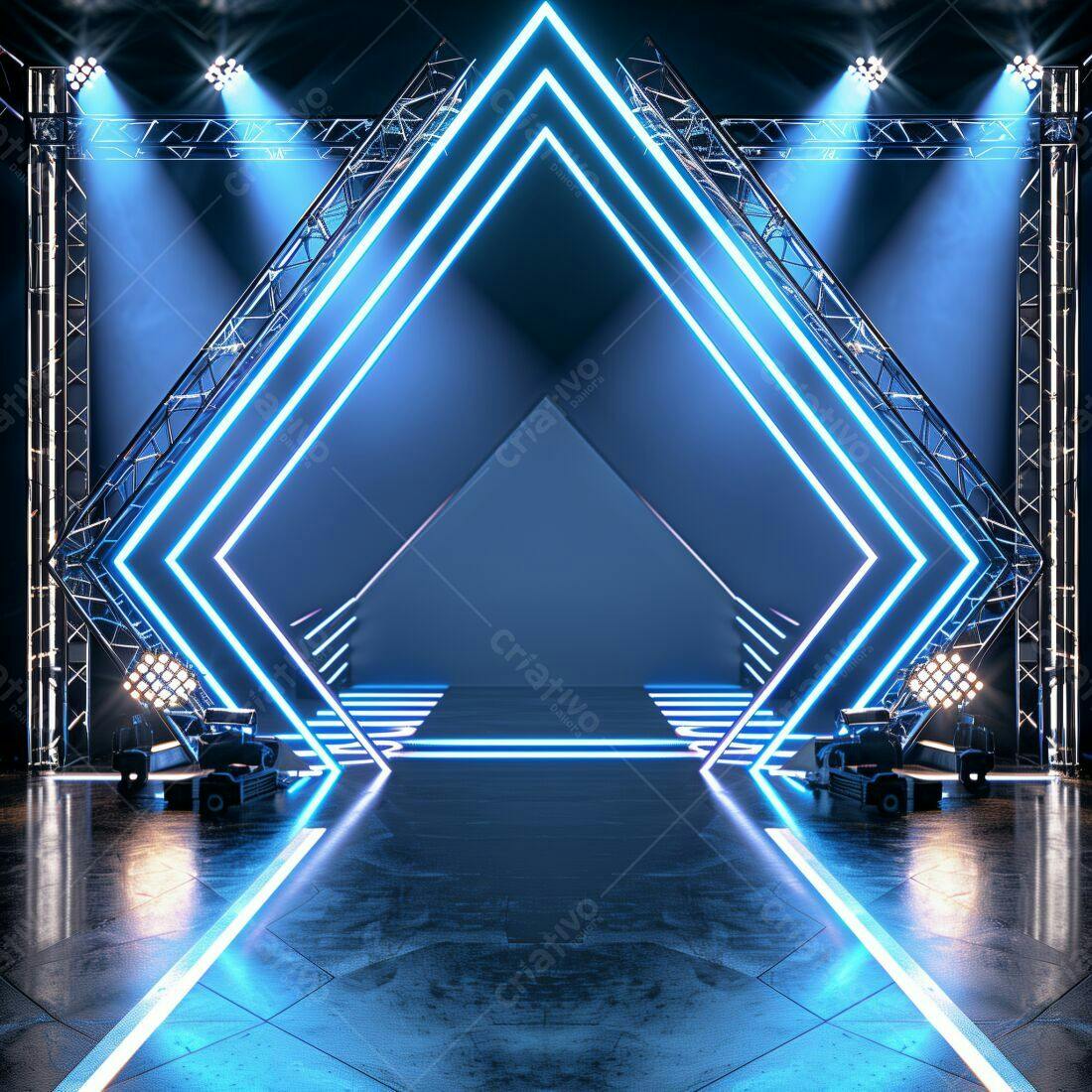 Palco Neon Azul para Evento Moderno