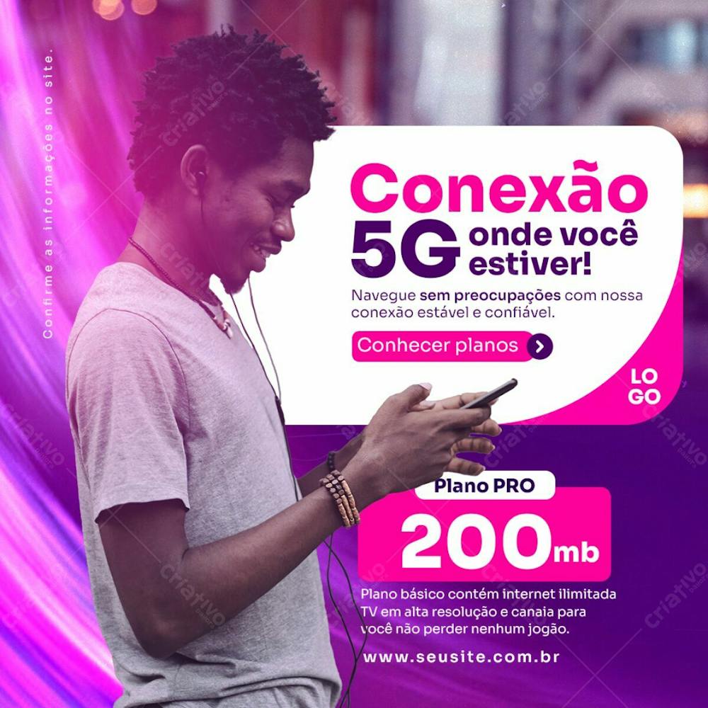 Provedor De Internet Social Media Post Conexão 5G Onde Você Estiver