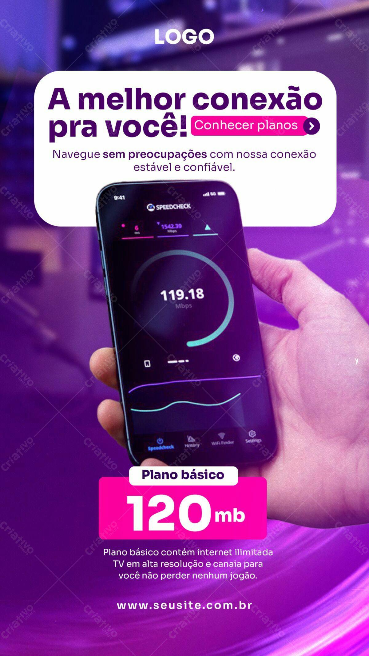 Flyer Propaganda Internet Plano Básico PSD Editável