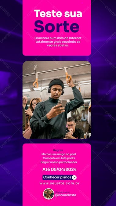 Stories provedor de internet social media post sorteio instagram concorra a um mês de internet grátis