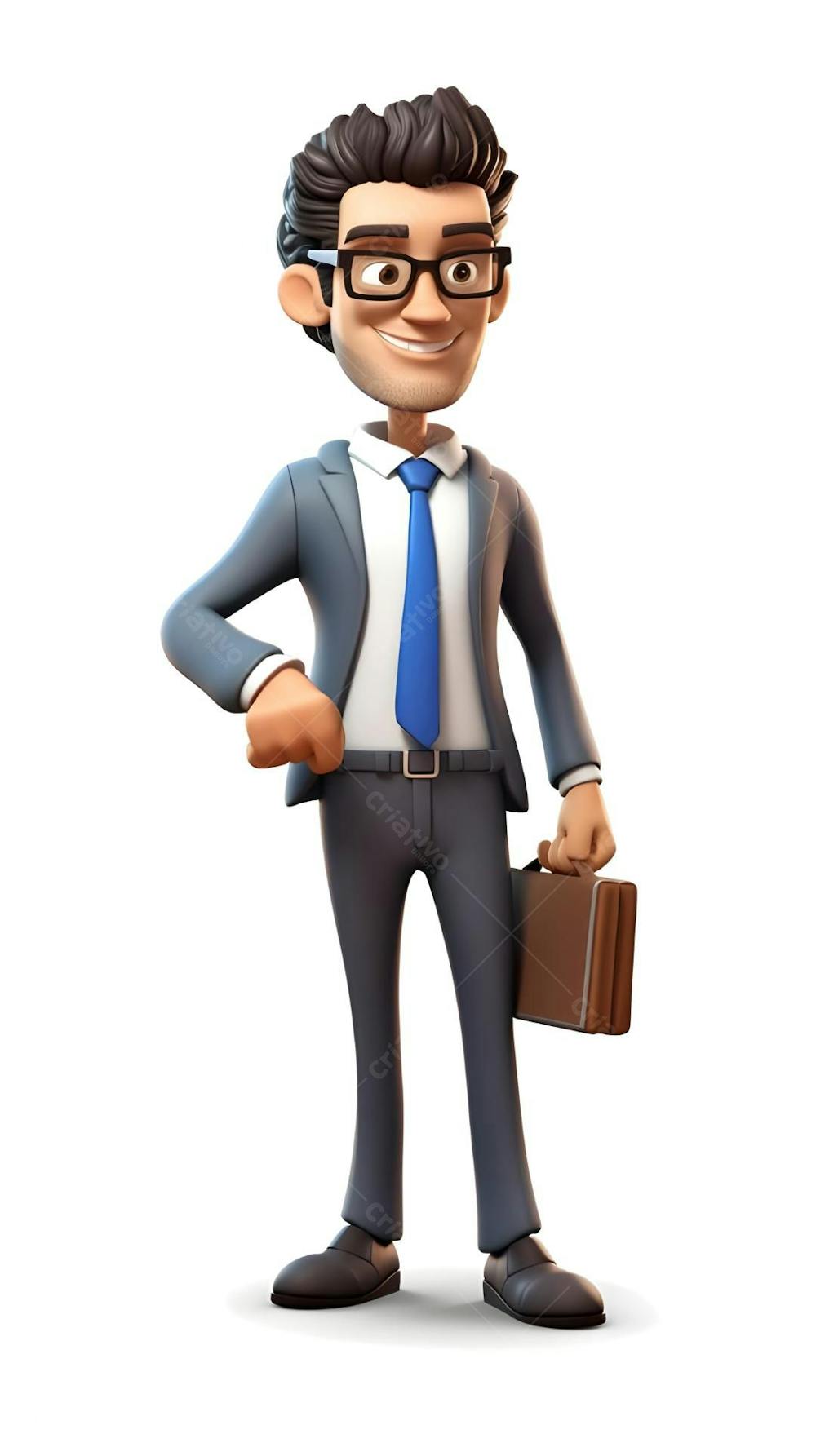 Personagem De Desenho Animado 3D Jovem Empresário pixar disney