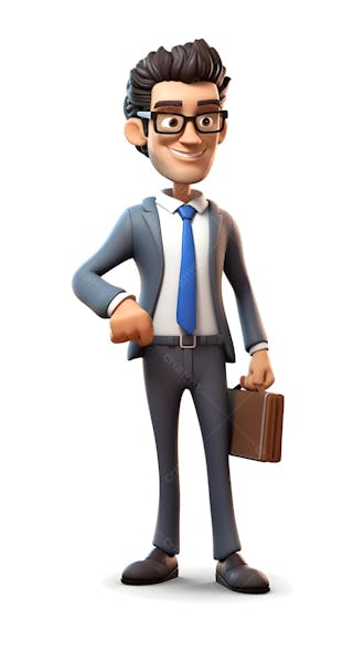 Personagem de desenho animado 3d jovem empresário pixar disney