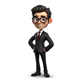 Personagem animado 3d de jovem empresa pixar disney