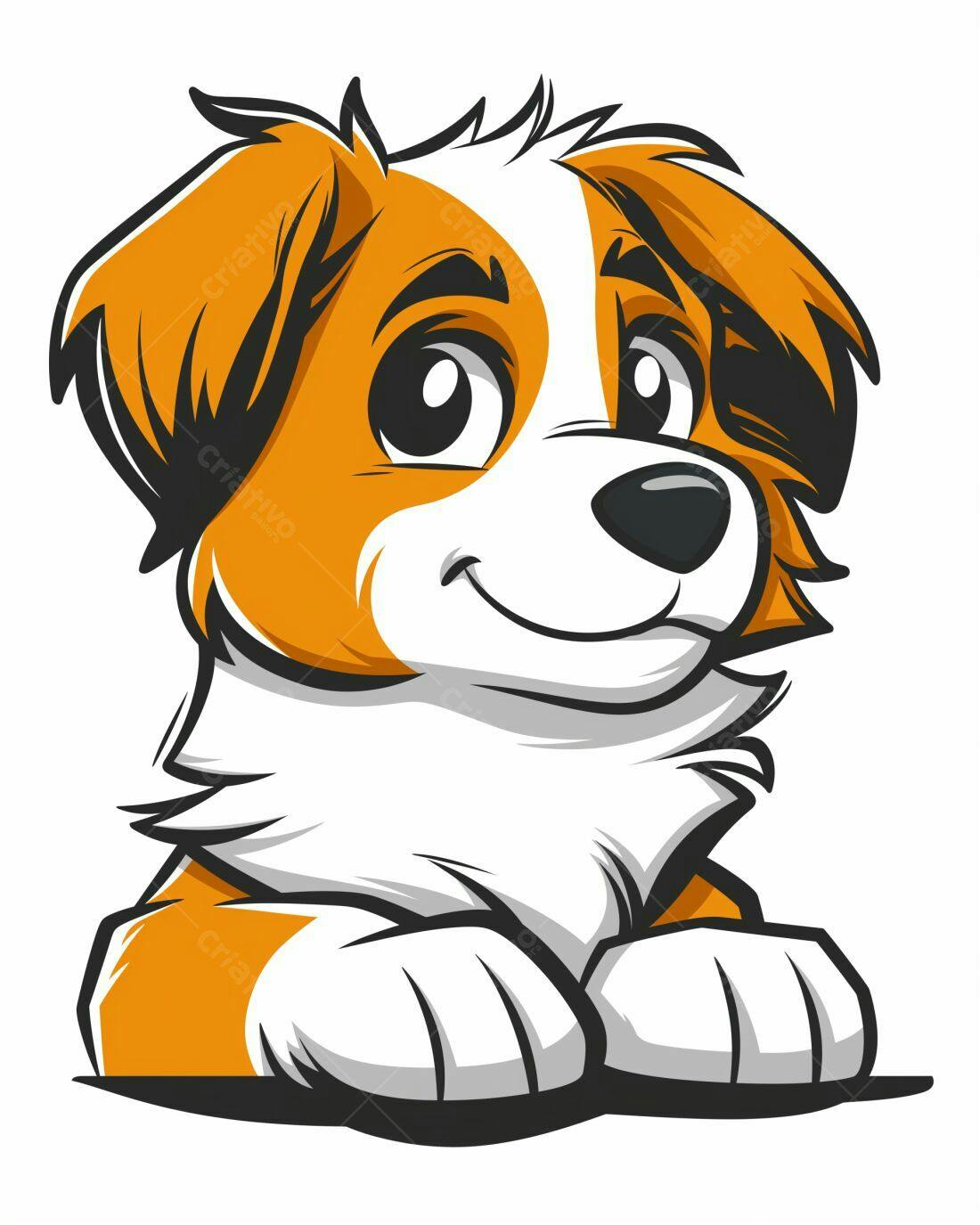 Cachorro fofo laranja e branco estilo desenho animado