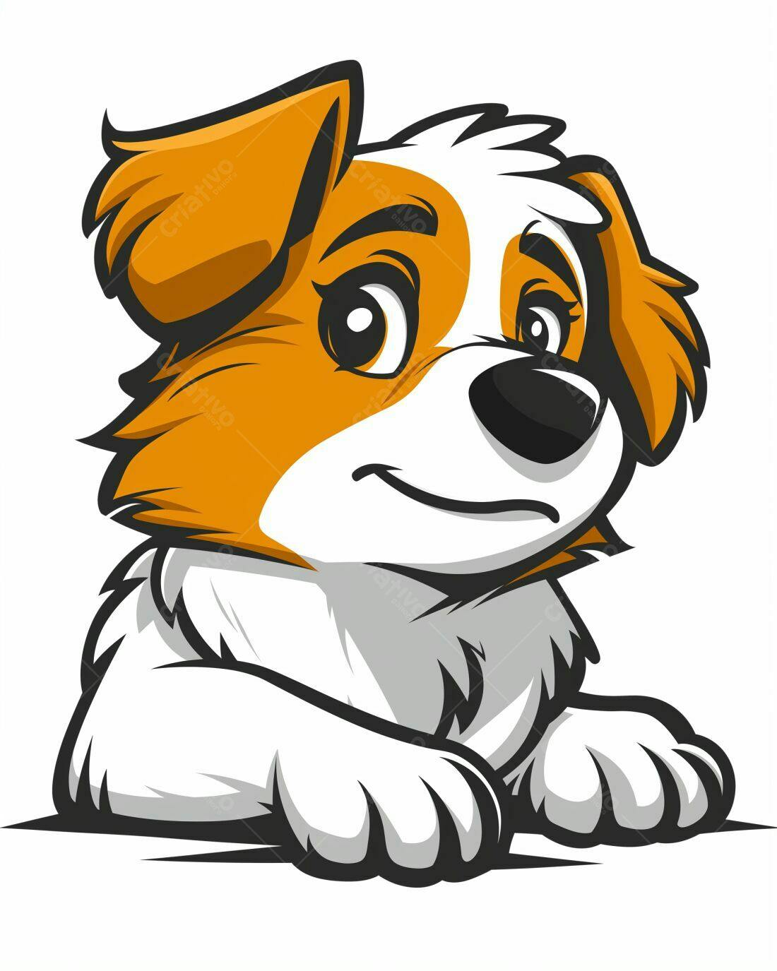 Cachorro fofo de desenho animado branco e laranja