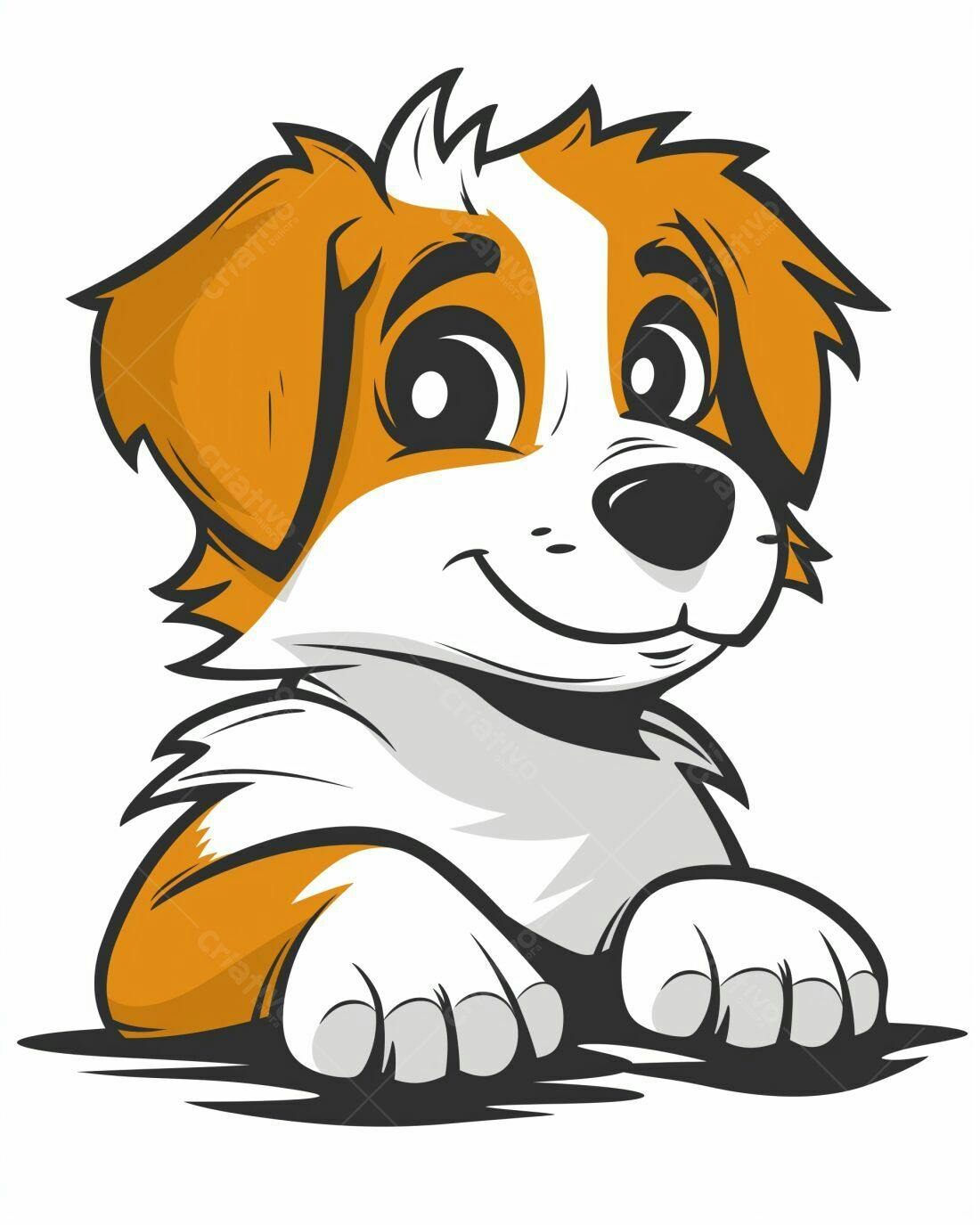 Cachorro fofo desenho animado laranja e branco