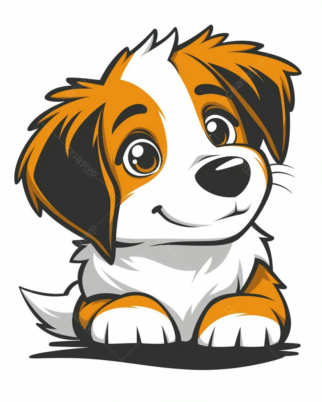 Cachorro fofo desenho animado branco laranja