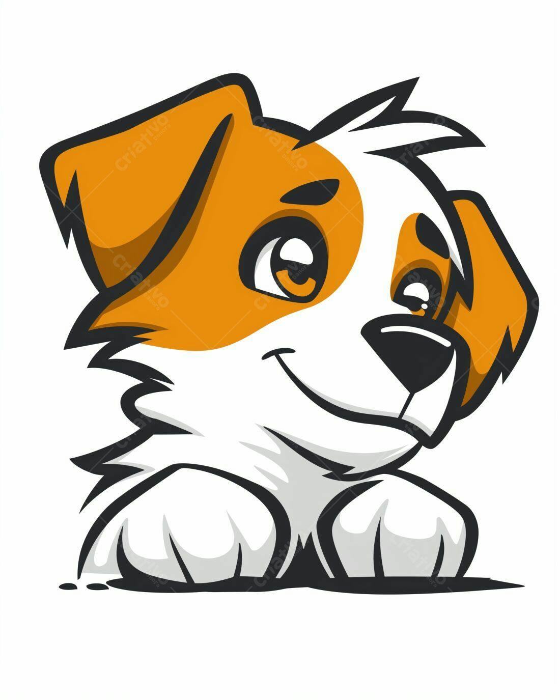 Cachorro fofo desenho animado laranja e branco
