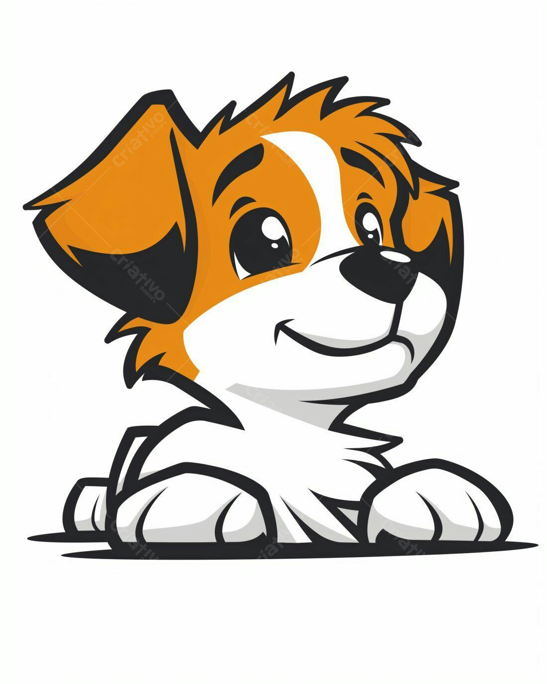 Cachorro fofo laranja e branco ilustração