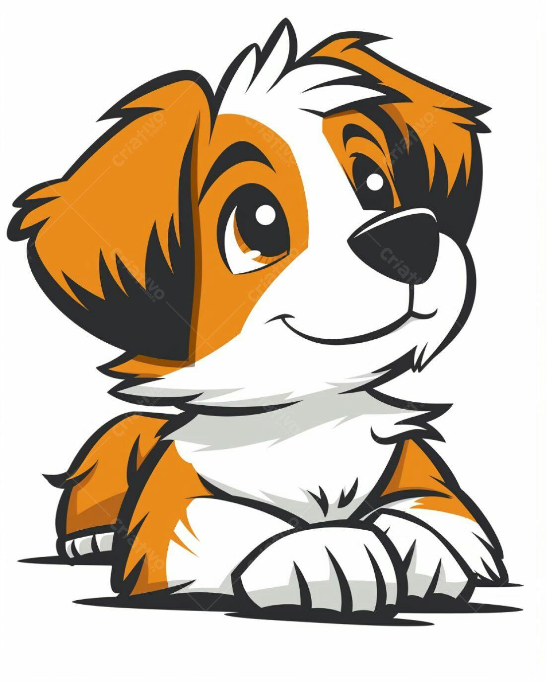 Cachorro fofo estilo cartoon laranja e branco