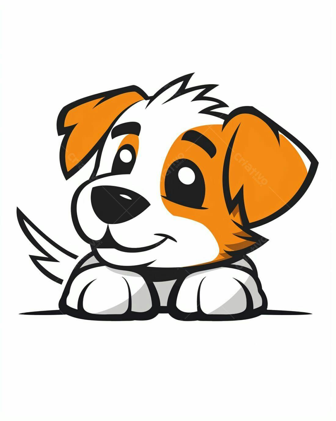 Cachorro fofo desenho animado branco e laranja