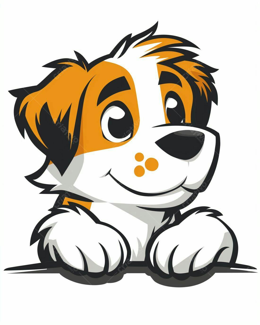 Cachorro fofo com orelhas laranja e focinho marrom