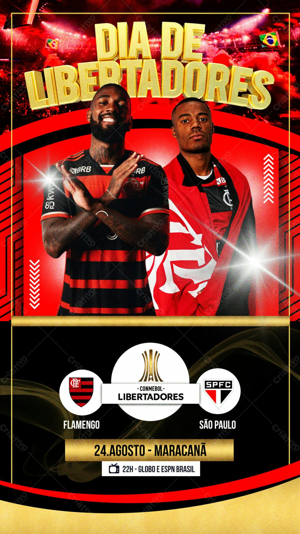 Flyer Flamengo x São Paulo Libertadores PSD Editável