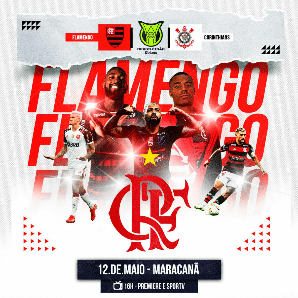 Flyer Flamengo x Corinthians PSD Editável