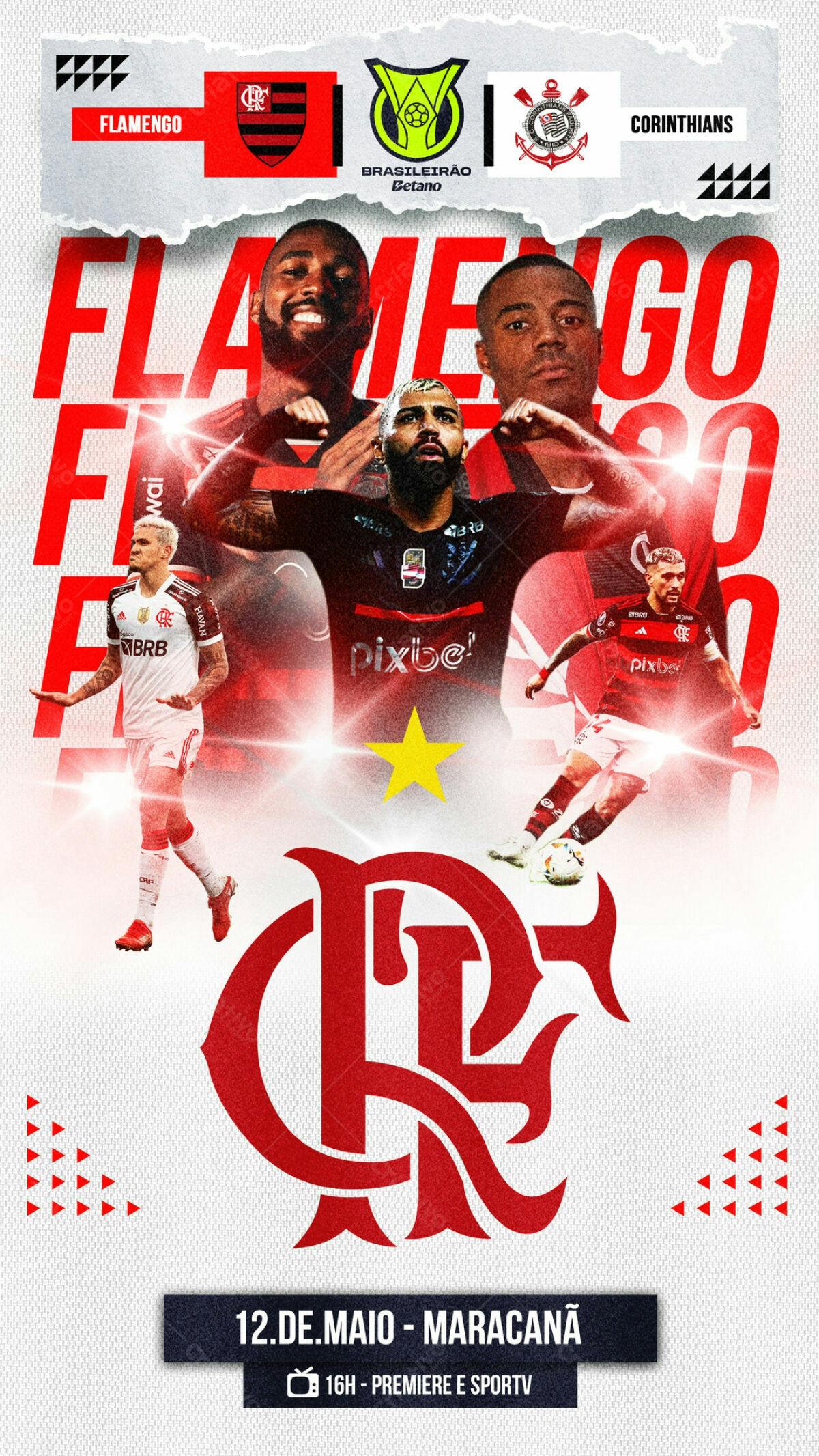 Flyer Flamengo x Corinthians PSD Editável