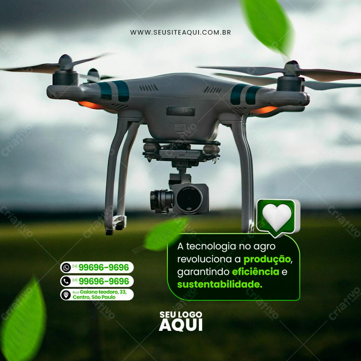 Post para Agricultura com Drone PSD Editável