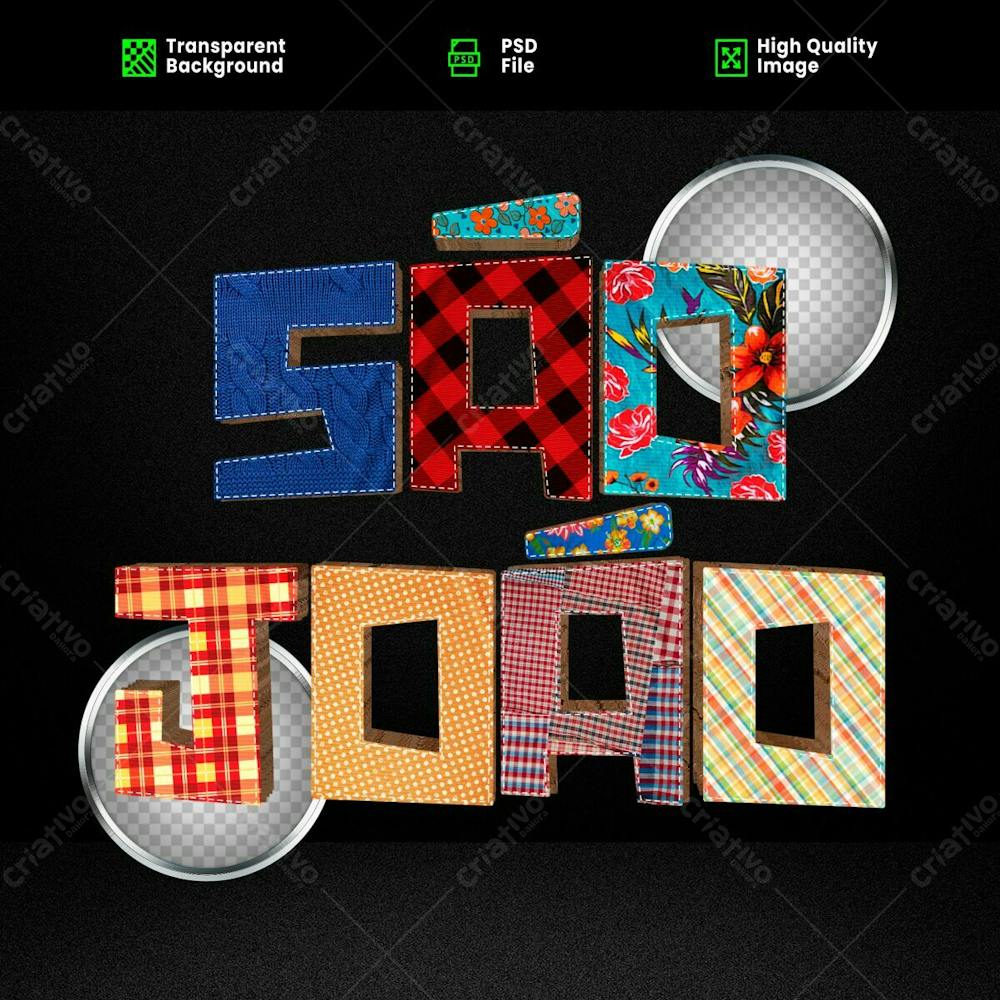 São João 3D  Font Editavel