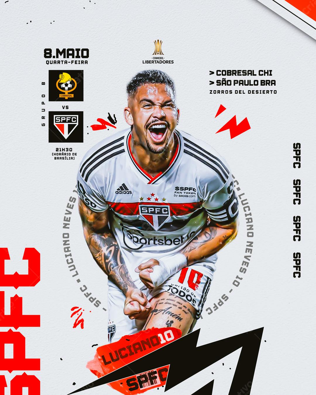 Flyer Jogo SPFC x Cobresal PSD Editável
