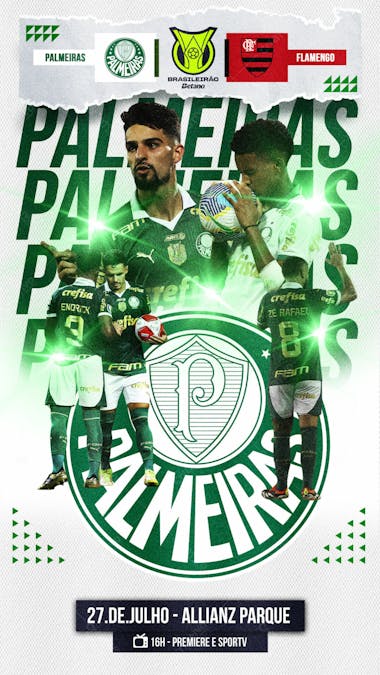 Flyer esportivo brasileirão palmeiras stories