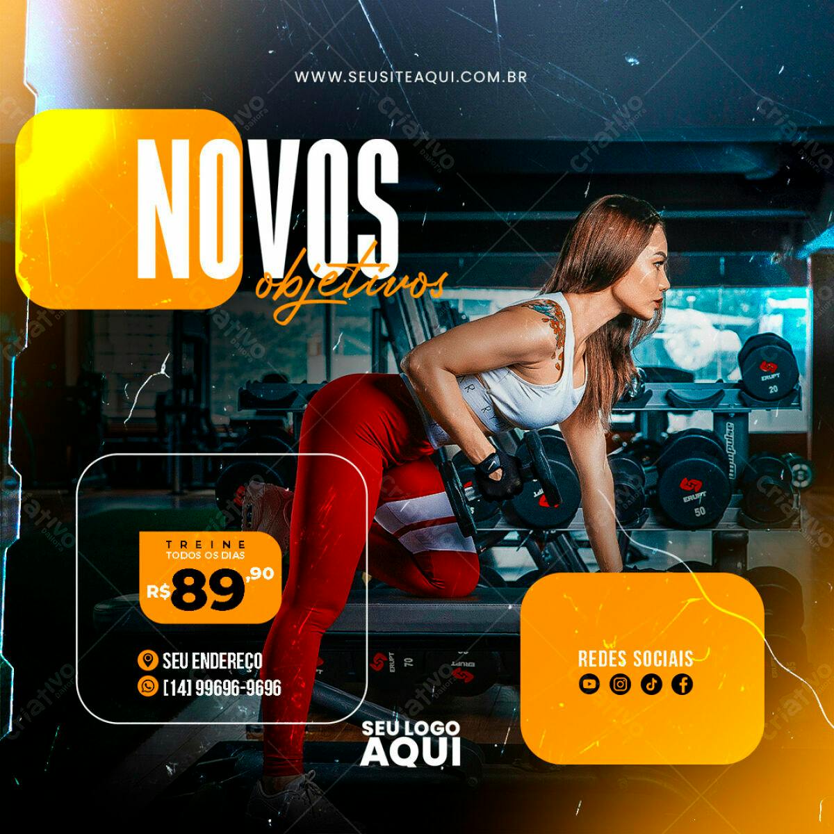 Flyer Academia PSD Editável - Novos Objetivos