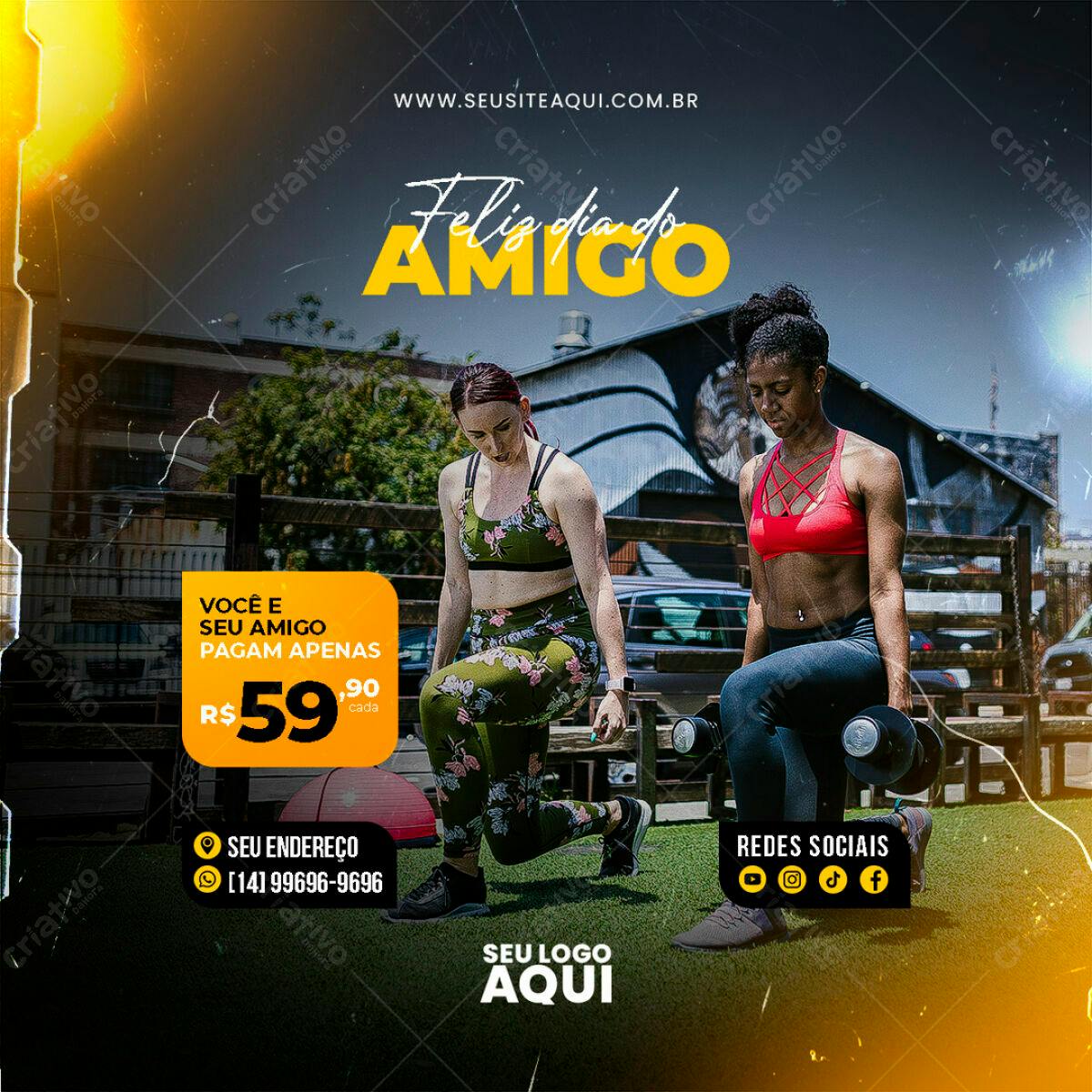 Flyer Dia do Amigo Academia PSD Editável