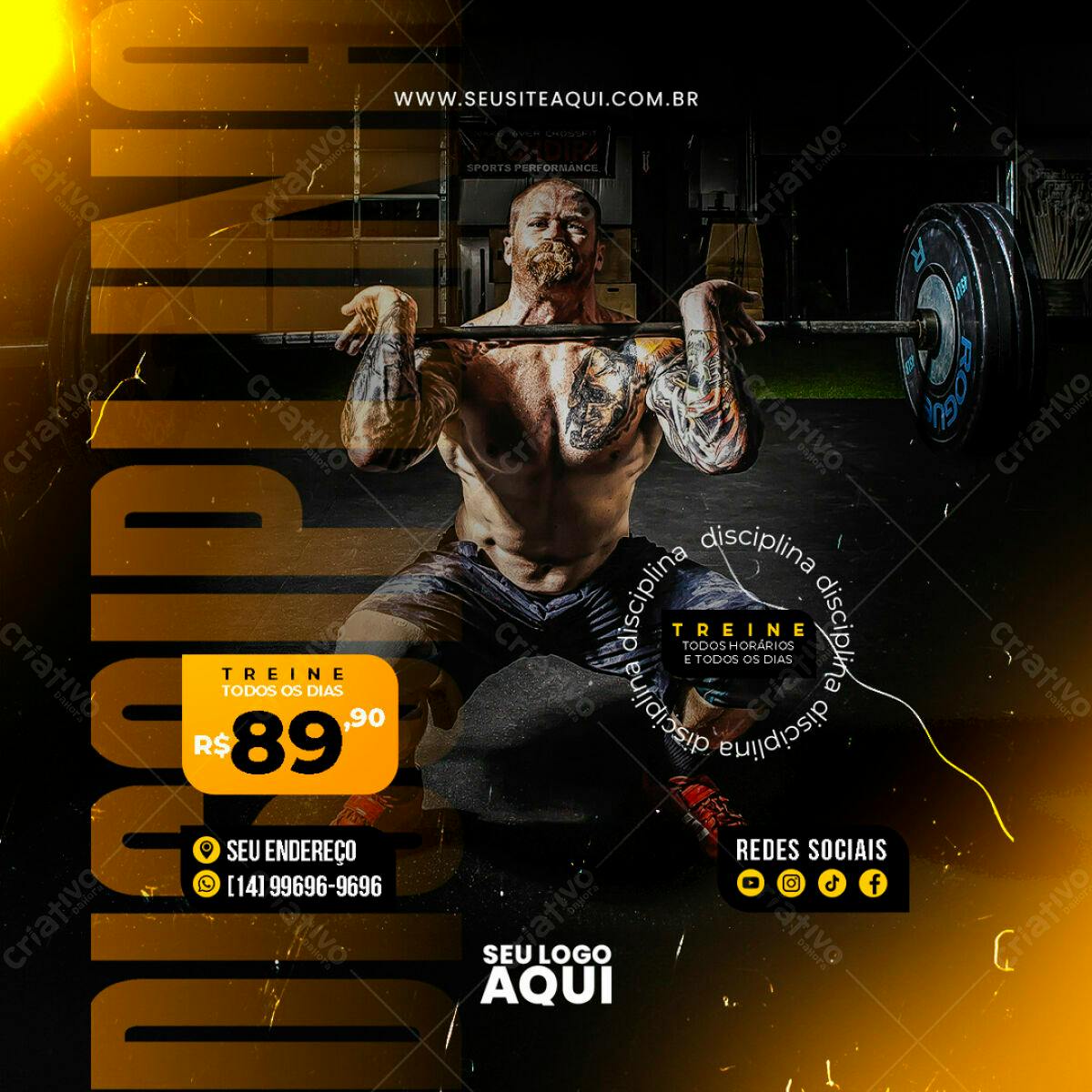 Flyer Academia Treino Diário PSD Editável