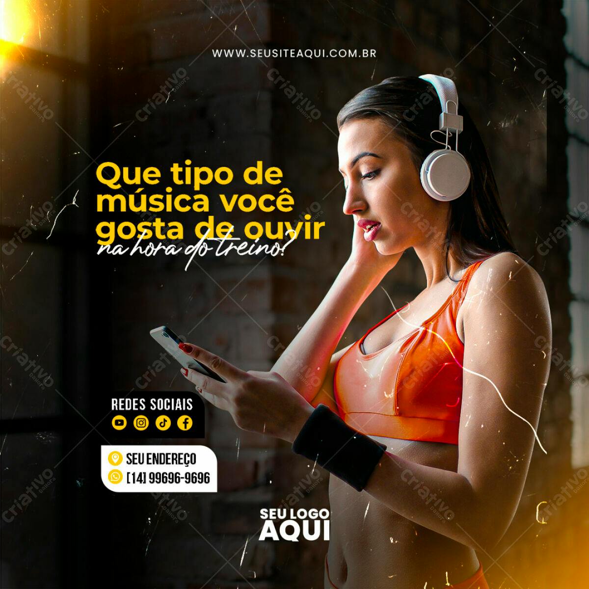 Post para Academia Música Treino PSD Editável