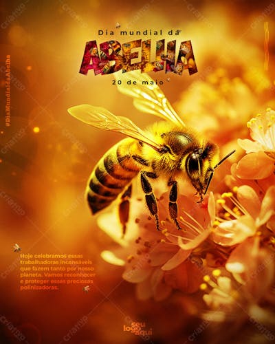 Dia Mundial da Abelha, arte editável, feed