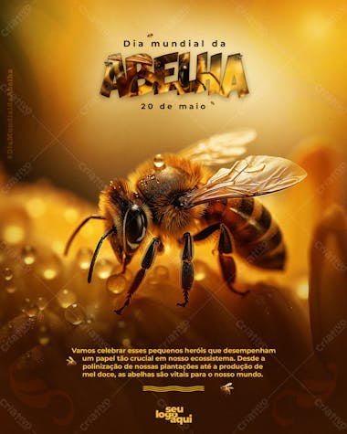 Dia mundial da abelha, arte editável, feed
